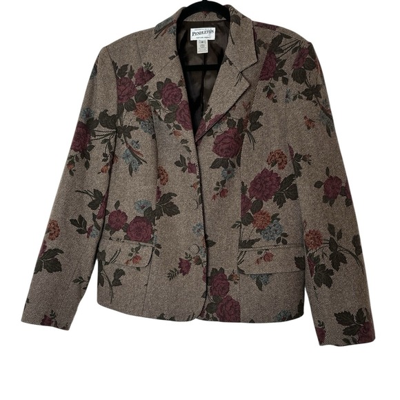 Pendleton Jackets & Blazers - Pendleton Blazer Women's Size 16 Floral Wool Jacket Blend Lined Career Y2K